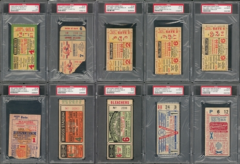 1937-48 World Series Ticket Sub Collection - Lot Of 10 (PSA)